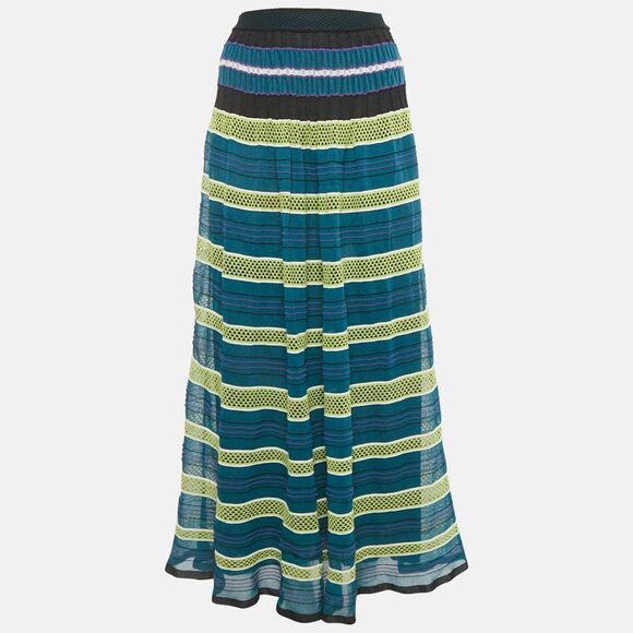 M Missoni Blue/multicolor Patterned Knit Maxi Skirt S
